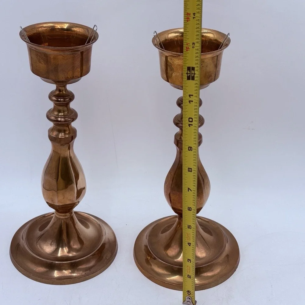 Vintage Brass Hurricane Candlesticks Pair Hobnail Milk Glass Shades 14